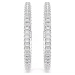 Dextera hoop earrings Round cut, White, Rhodium plated